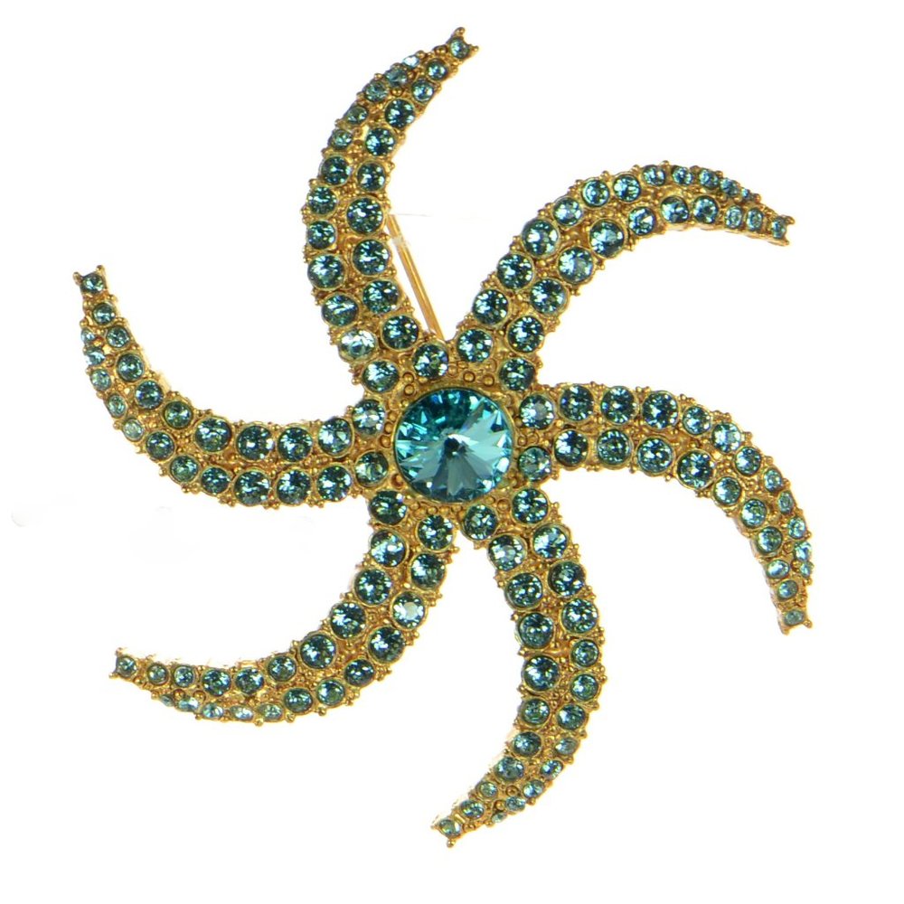 Oscar De La Renta Crystal Starfish Brooch